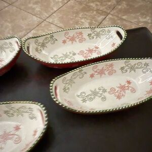 Temp-tations Floral Oval Serving Dishes. Pattern is Festive
